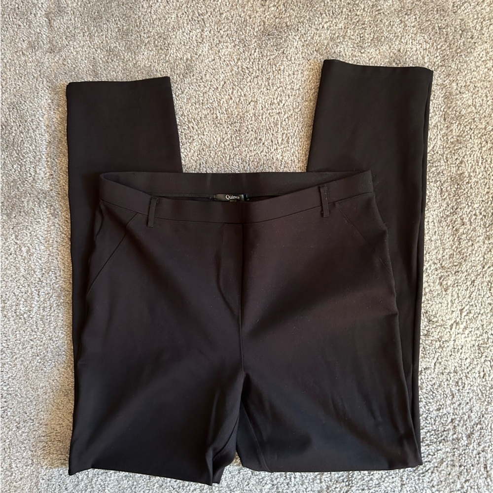 Quince Ultra-Stretch Ponte Straight Black Pants - Tall XL